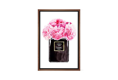 Perfume Bottle Pink Flowers | Fashion Canvas Wall Art Print