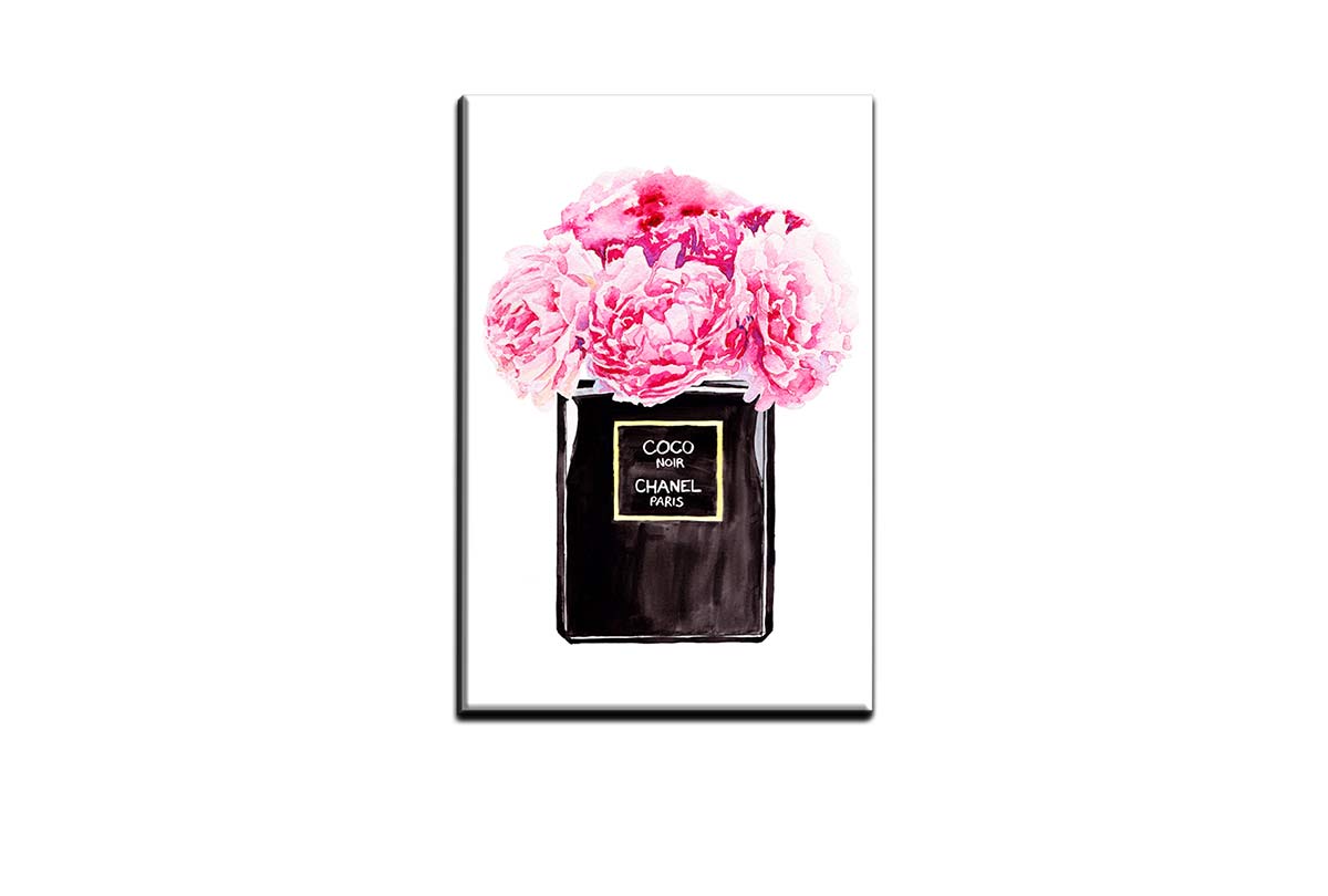 Chanel Perfume Pink Flowers | Fashion Canvas Wall Art Print