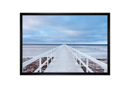 White Jetty Seascape | Beach Canvas Wall Art Print