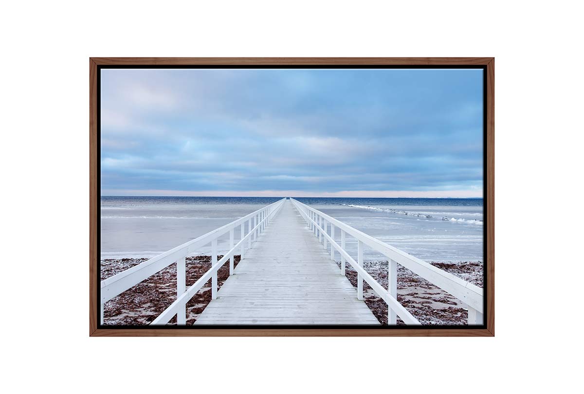 White Jetty Seascape | Beach Canvas Wall Art Print