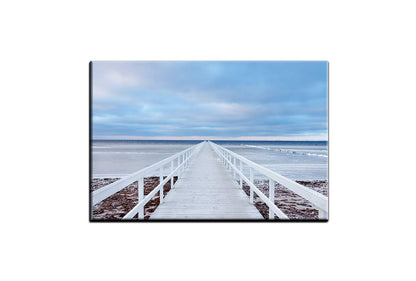 White Jetty Seascape | Beach Canvas Wall Art Print