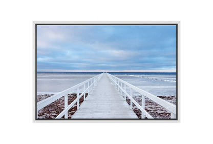 White Jetty Seascape | Beach Canvas Wall Art Print