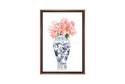 Chinoiserie Vase with Flowers | Hamptons Canvas Wall Art Print