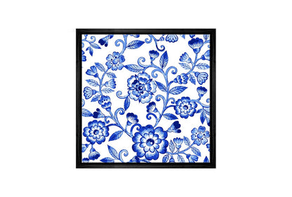 Blue White Flower Pattern | Hamptons Canvas Wall Art Print