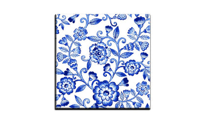 Blue White Flower Pattern | Hamptons Canvas Wall Art Print