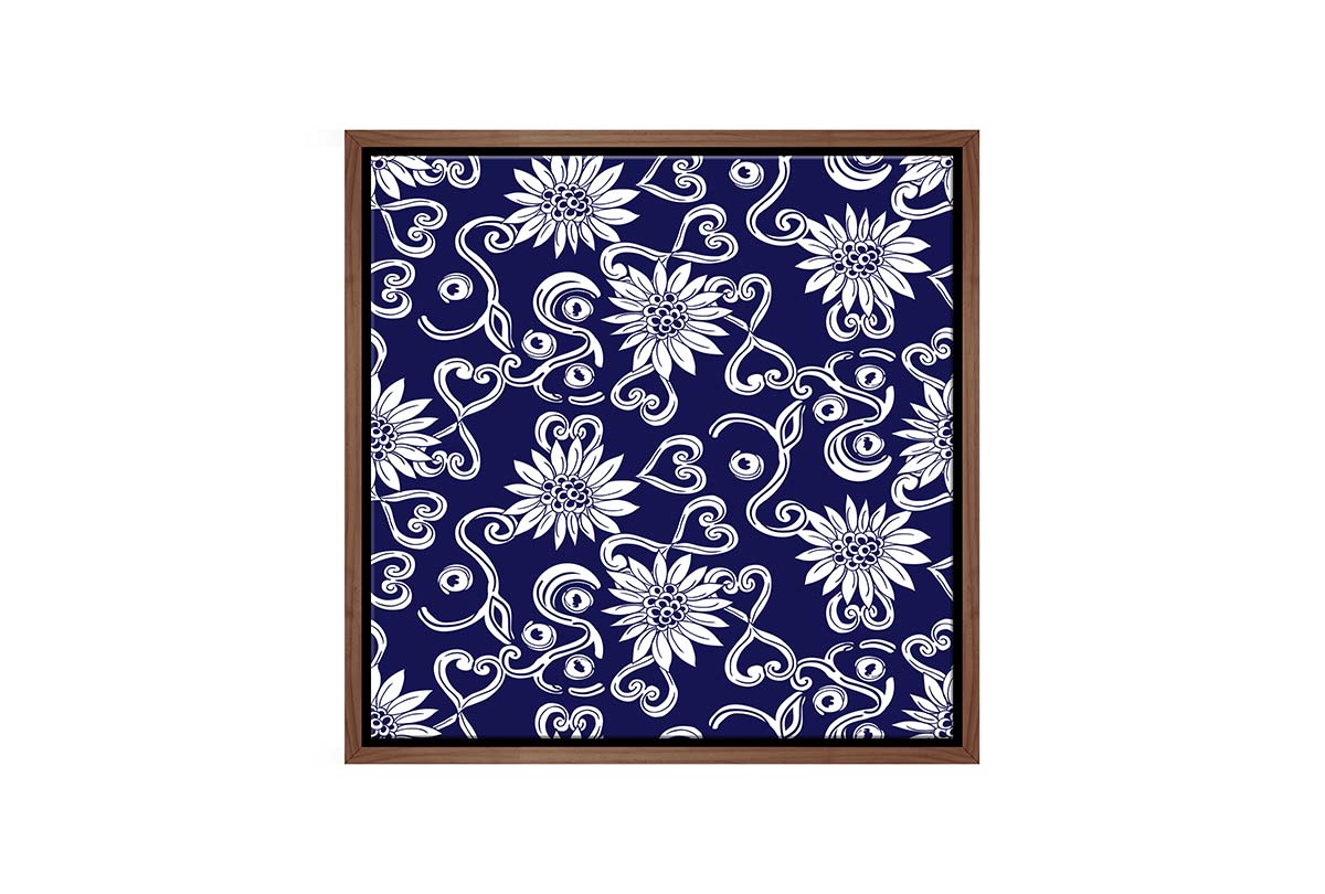 Navy White Pattern 2 | Hamptons Canvas Wall Art Print