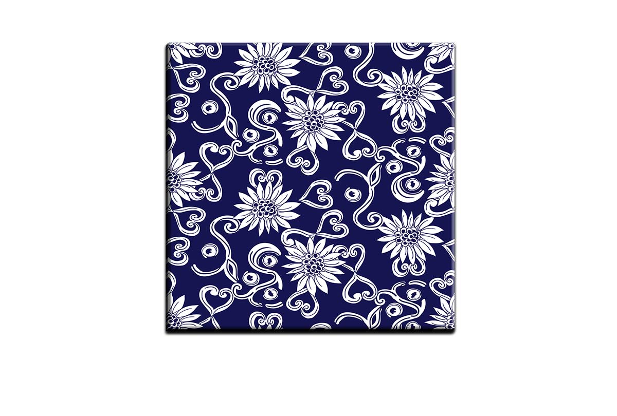 Navy White Pattern 2 | Hamptons Canvas Wall Art Print