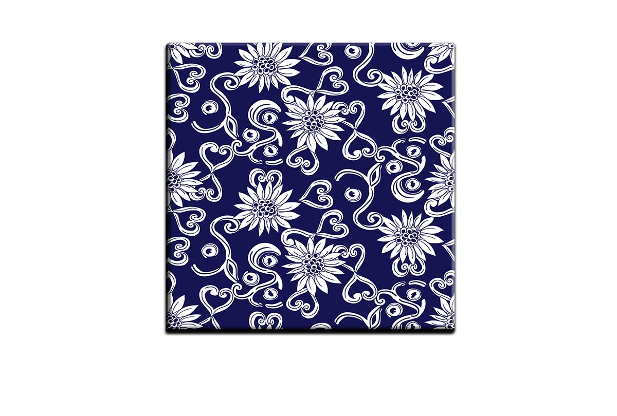 Navy White Pattern 2 | Hamptons Canvas Wall Art Print