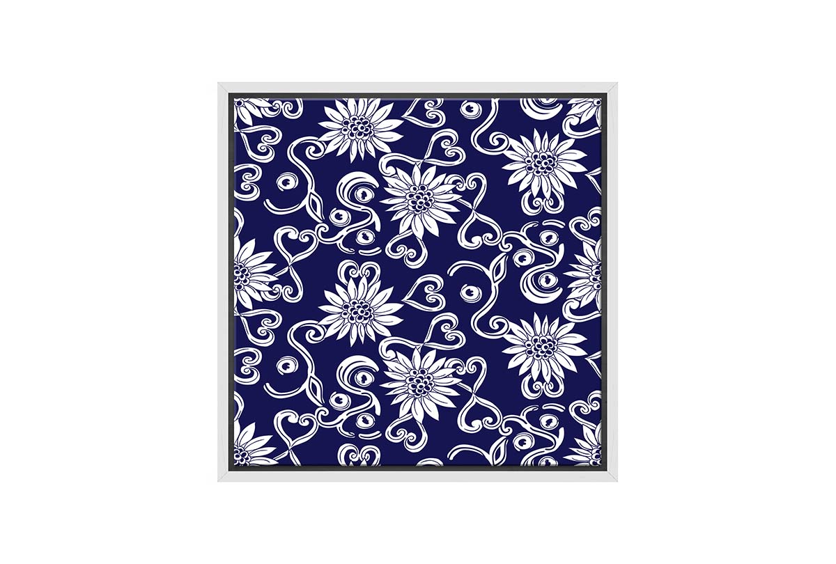 Navy White Pattern 2 | Hamptons Canvas Wall Art Print