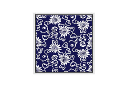 Navy White Pattern 2 | Hamptons Canvas Wall Art Print