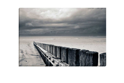 Black and White Beach Scene | Canvas Wall Art Print