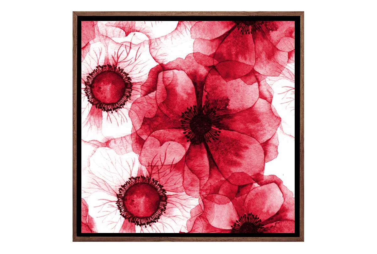 Red Flowers | Floral Canvas Wall Art Print