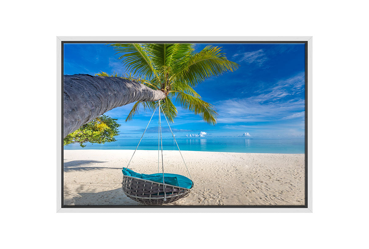 Tropical Palm Swing | Beach Wall Art Print - Final Touch Decor