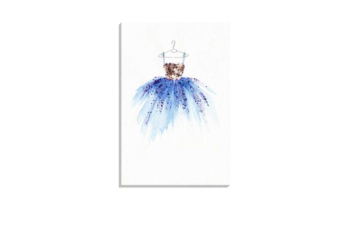 Gold Blue Dress | Fashion Canvas Wall Art Print
