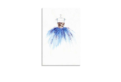 Gold Blue Dress | Fashion Canvas Wall Art Print