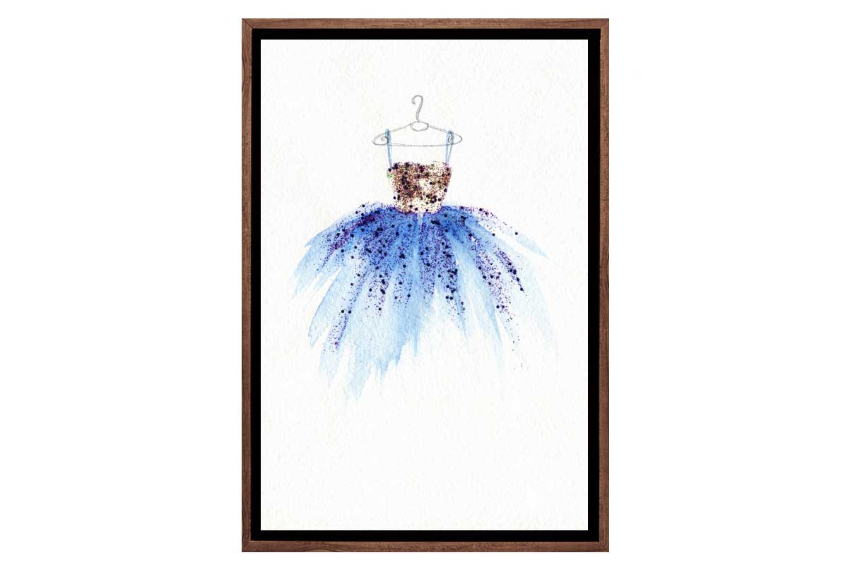Gold Blue Dress | Fashion Canvas Wall Art Print
