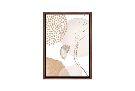 Neutral abstract wall art print with organic shapes and gold accents