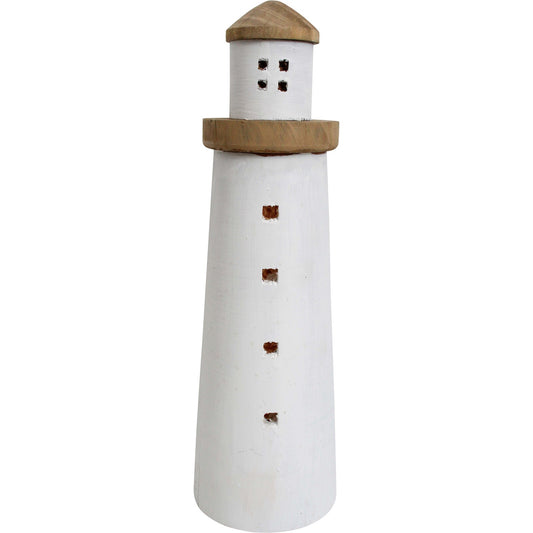 Large Decorative Wooden Lighthouse White/Natural