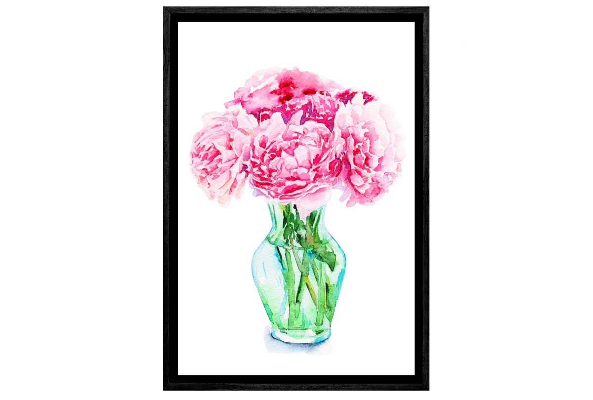 Pink Peonies in Vase | Canvas Wall Art Print