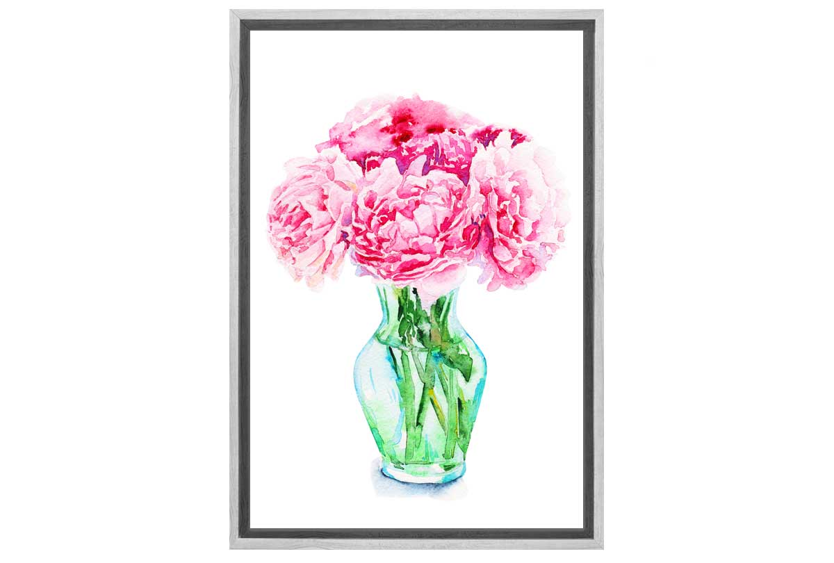 Pink Peonies in Vase | Canvas Wall Art Print