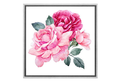 Pink Roses Watercolour | Canvas Wall Art Print