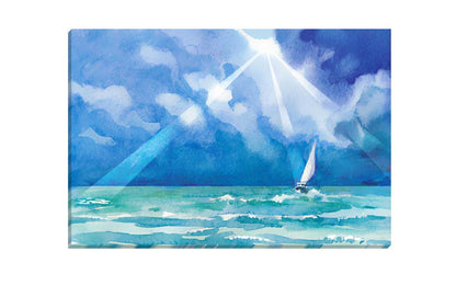 Boat on Stormy Sea Watercolour | Canvas Wall Art Print
