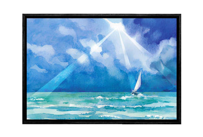 Boat on Stormy Sea Watercolour | Canvas Wall Art Print