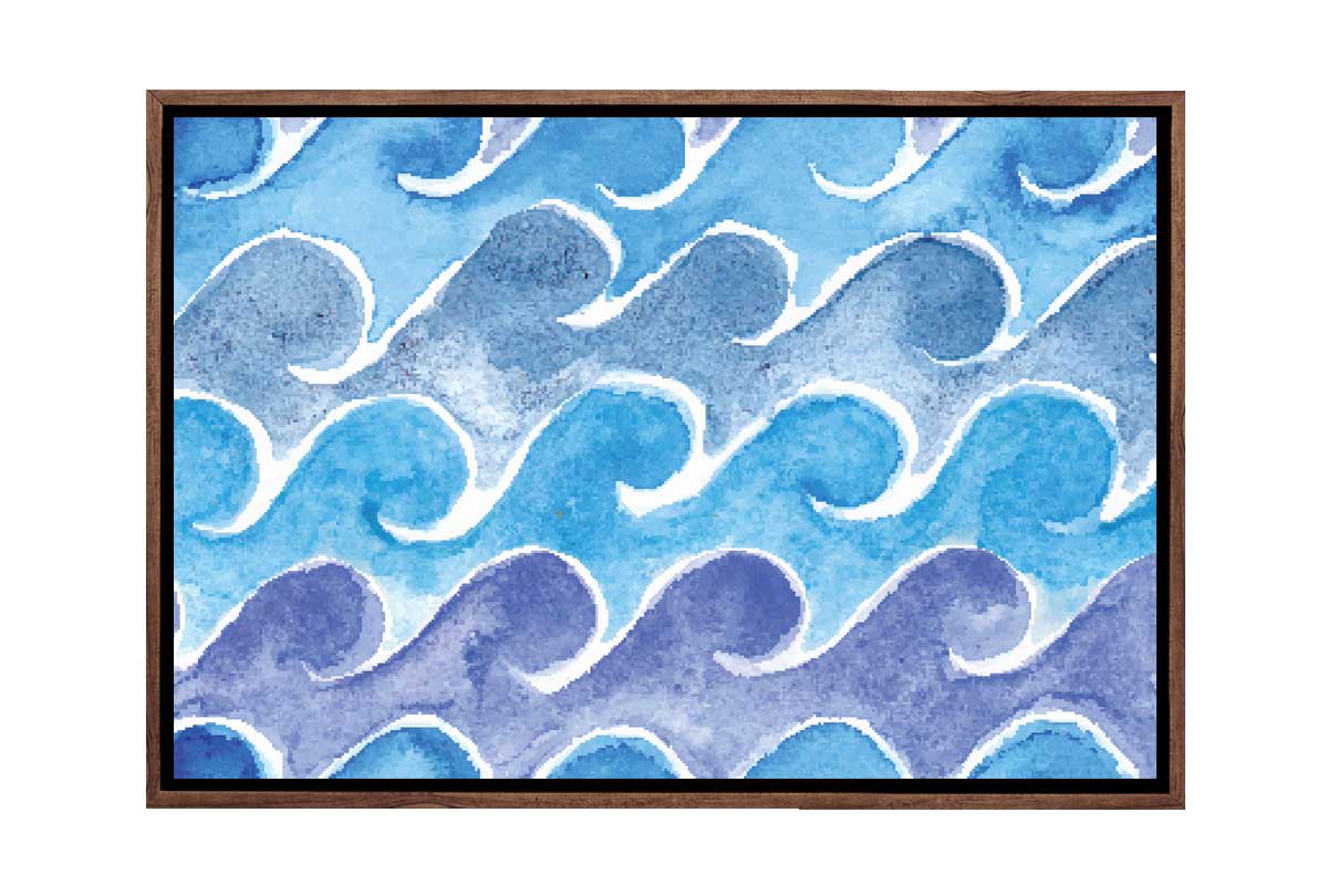 Blue Wave Pattern Watercolour | Canvas Wall Art Print