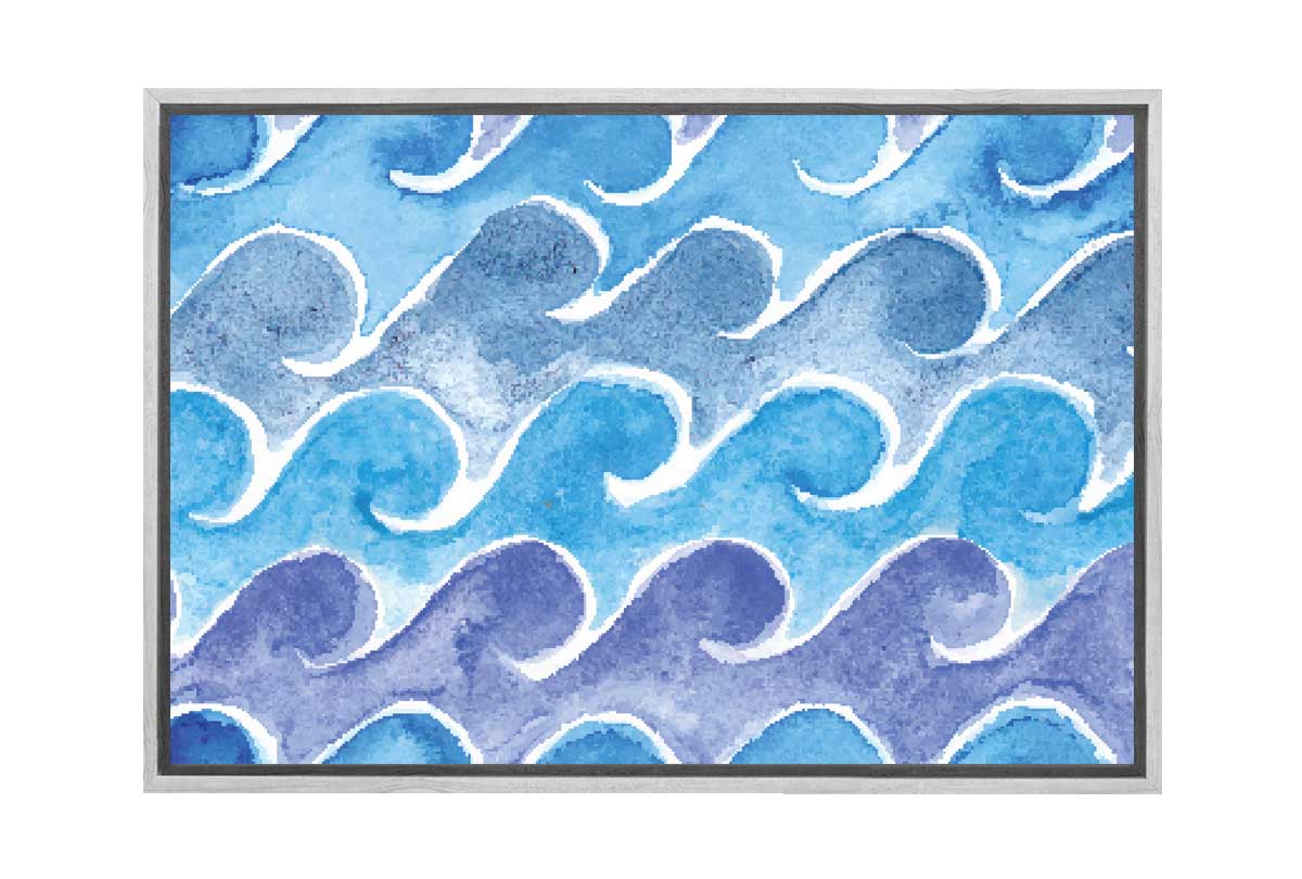 Blue Wave Pattern Watercolour | Canvas Wall Art Print