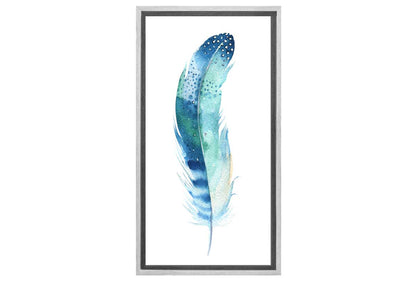 Blue Green Feather | Watercolour Print | Wall Art Decor