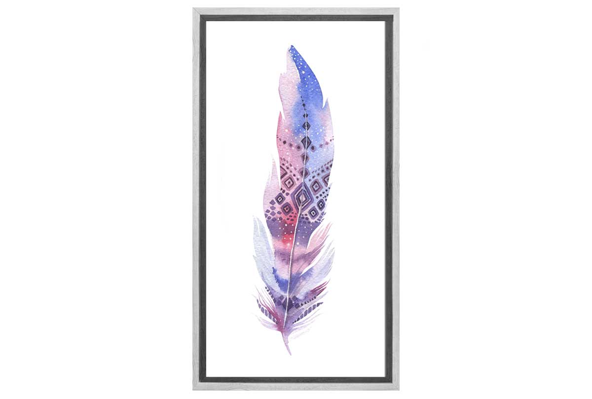 Blue Purple Feather | Watercolour Print | Wall Art Decor
