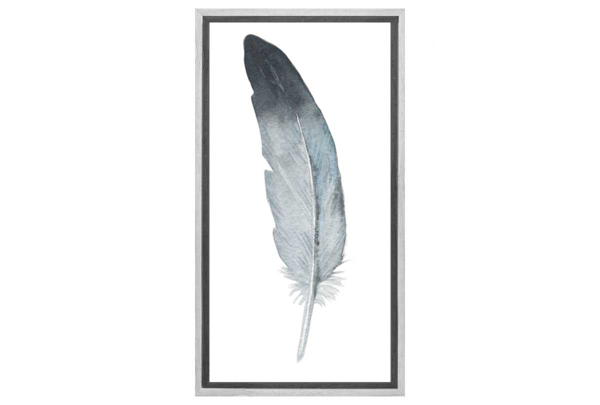 Grey Black Feather | Watercolour Print | Wall Art Decor
