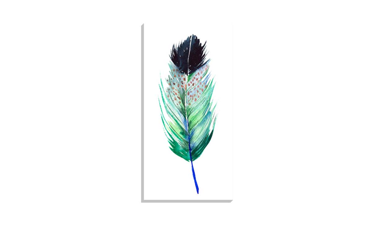 Green Feather 1 | Watercolour Print | Wall Art Decor