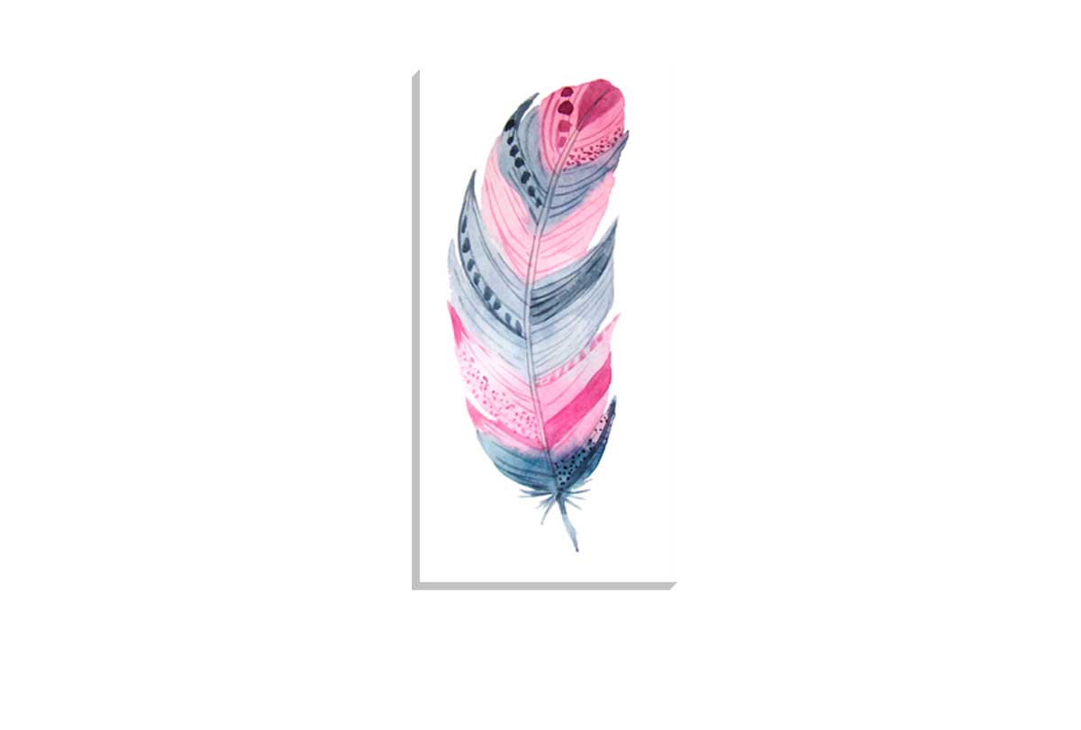 Pink Blue Feather | Watercolour Print | Wall Art Decor