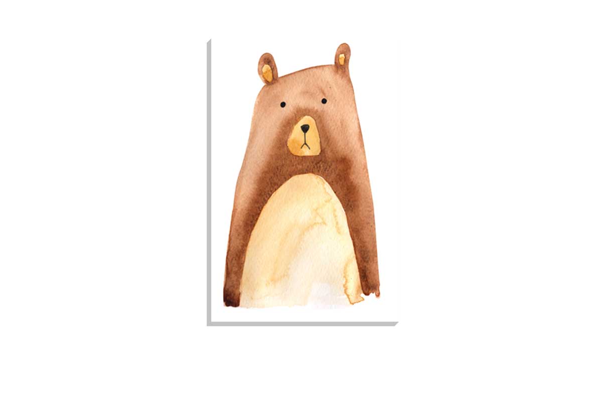 Brown Bear | Kids Woodland Print | Canvas Wall Art Print