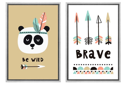 Be Wild & Brave | Kids Boho Print Set | Wall Art Decor