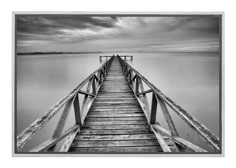 Black & White Lake Jetty | Canvas Wall Art Print