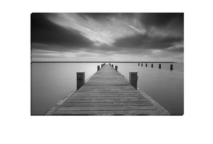 Lake Jetty in Black & White | Canvas Wall Art Print