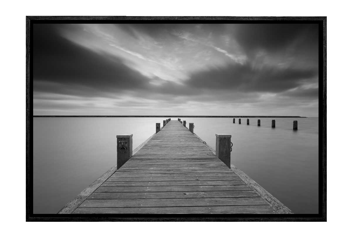 Lake Jetty in Black & White | Canvas Wall Art Print