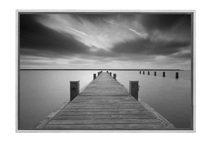 Lake Jetty in Black & White | Canvas Wall Art Print