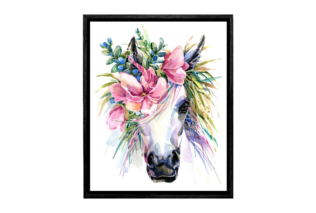 Floral Unicorn | Girls Room Wall Art Print