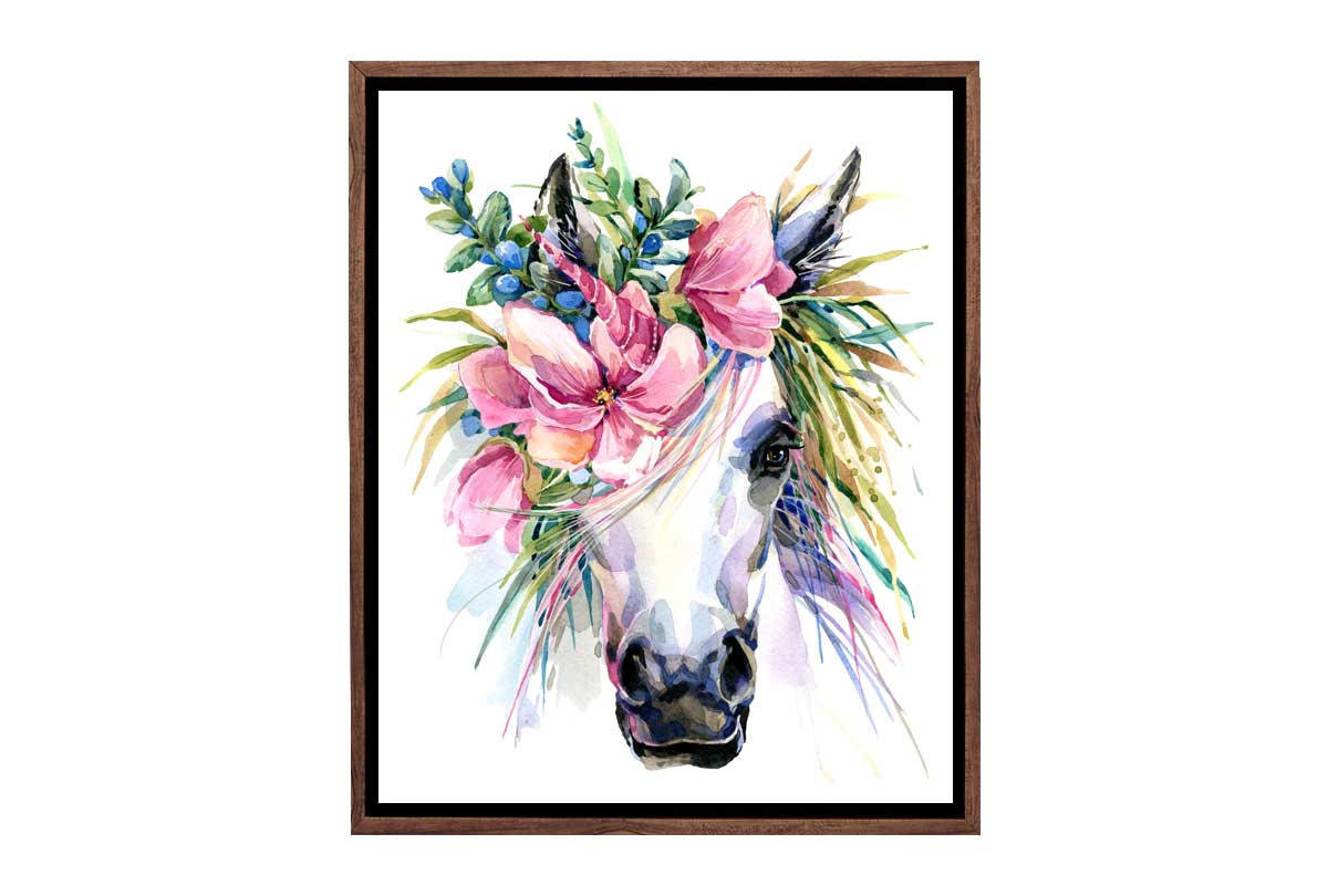 Floral Unicorn | Girls Room Wall Art Print