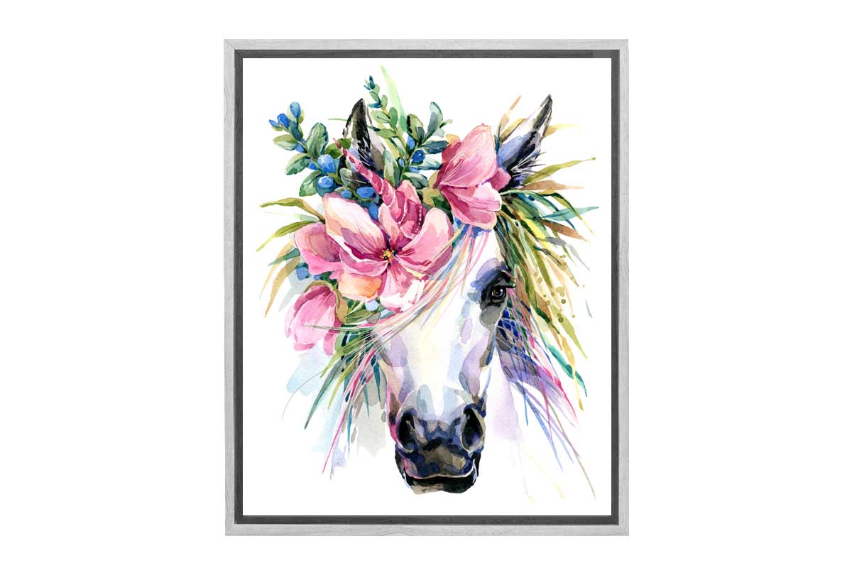 Floral Unicorn | Girls Room Wall Art Print