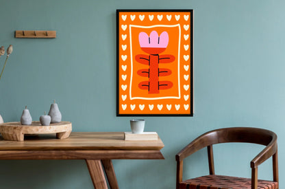 Decorative framed poster with an abstract floral design.