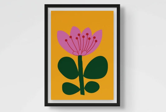 Floral Wall Art Print – Stylised Pink Botanical Artwork