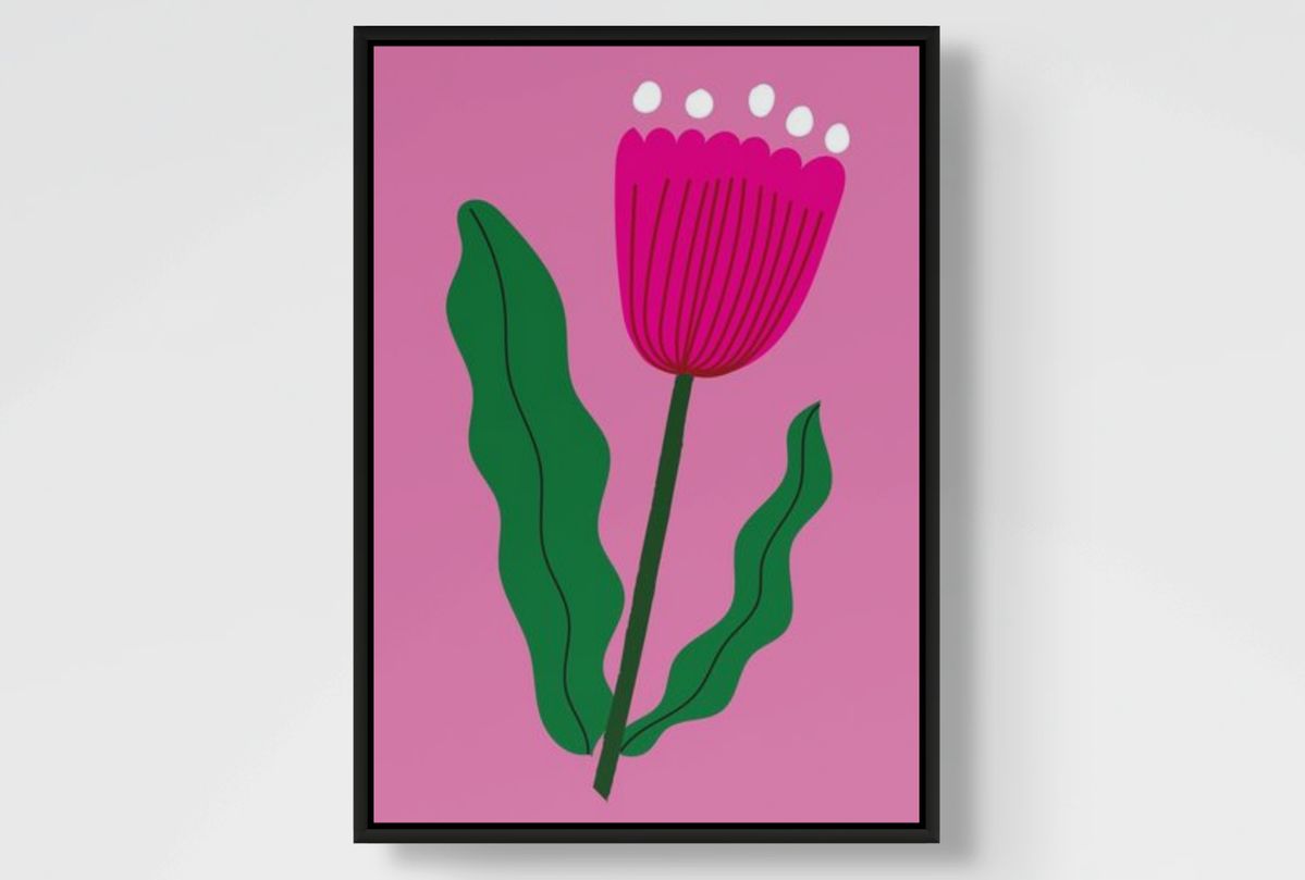 Floral Wall Art Print – Stylised Pink Flower Artwork