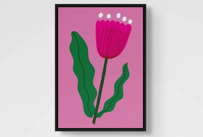 Floral Wall Art Print – Stylised Pink Flower Artwork