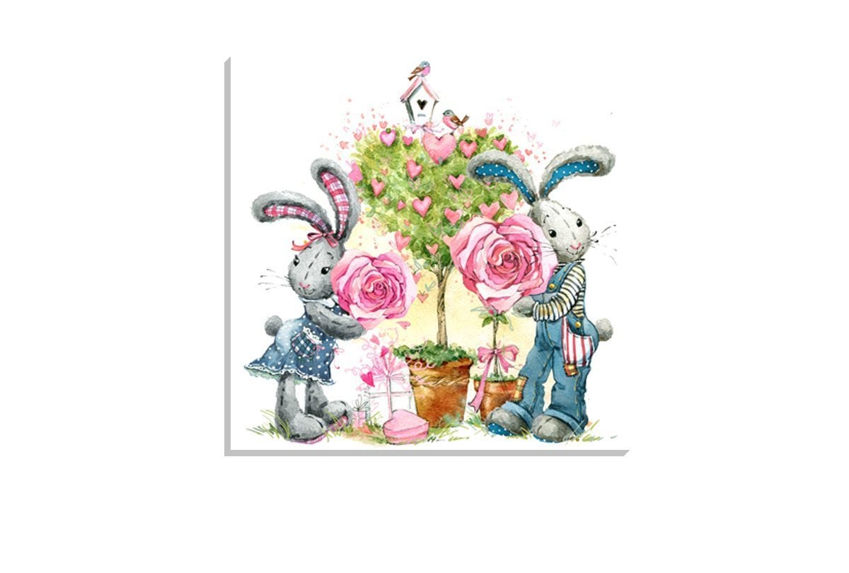 Shy Bunnies | Canvas Art Print