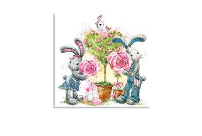 Shy Bunnies | Canvas Art Print
