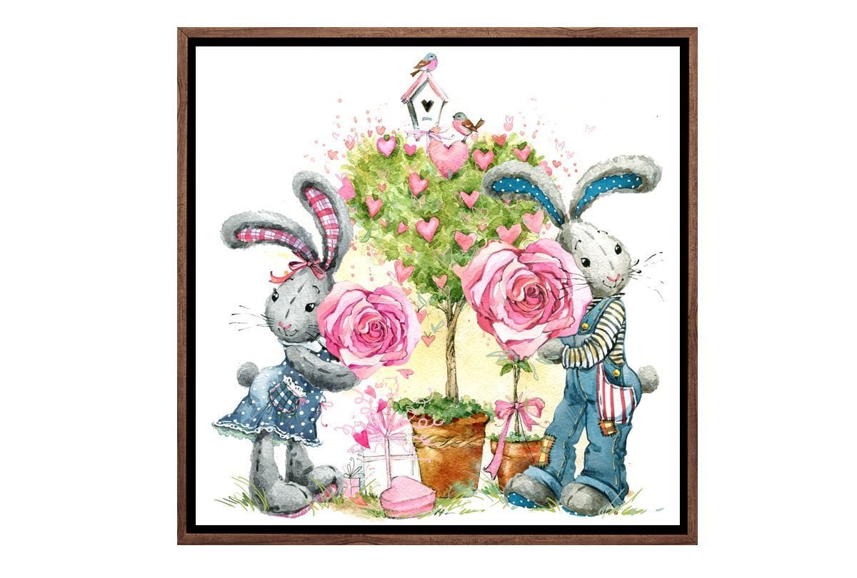 Shy Bunnies | Canvas Art Print